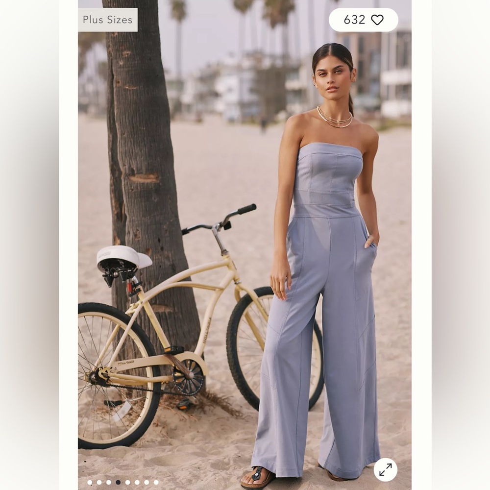 Daily Practice by Anthropologie Strapless Wide Leg Jumpsuit